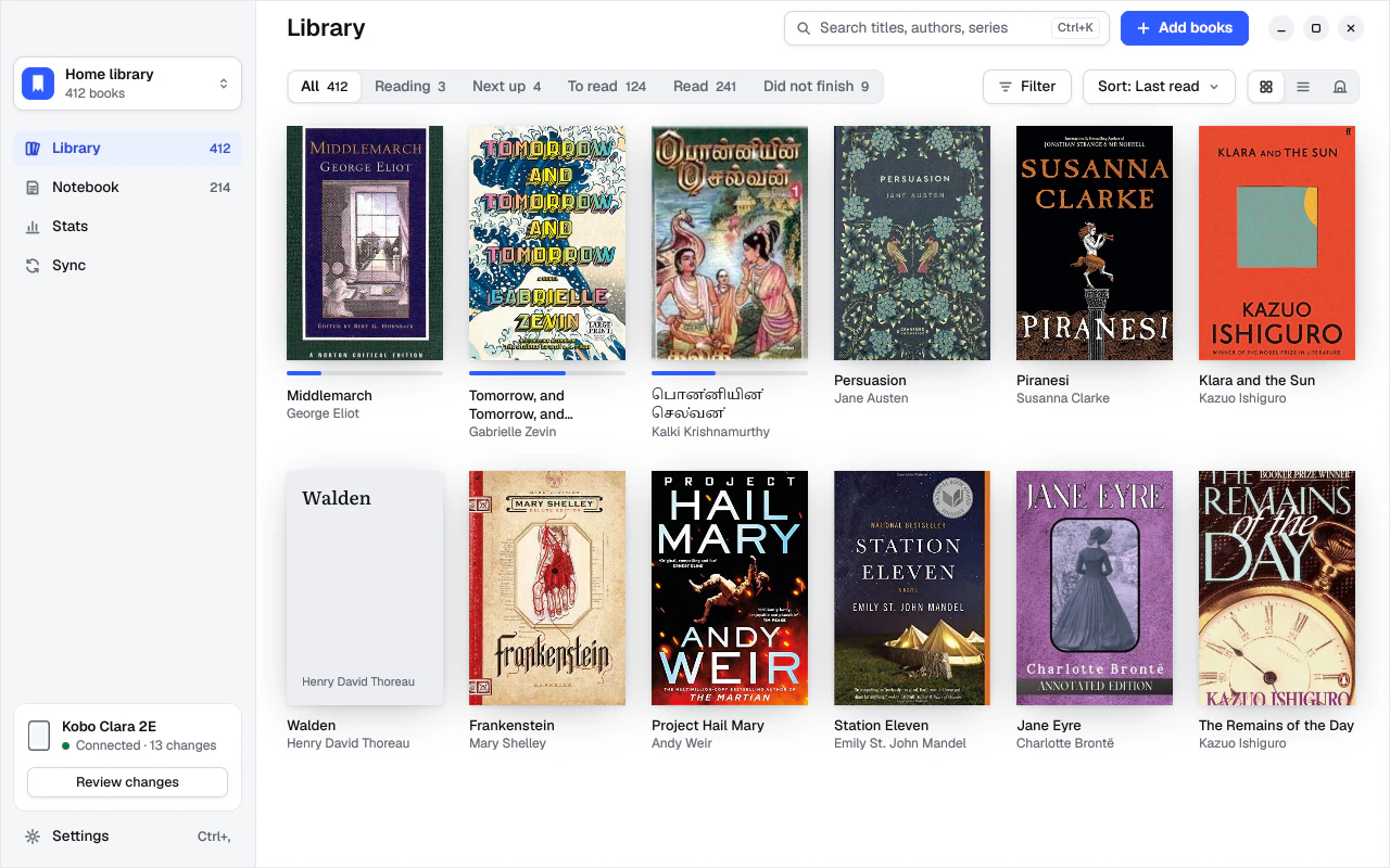 The library of Readwyn on Linux