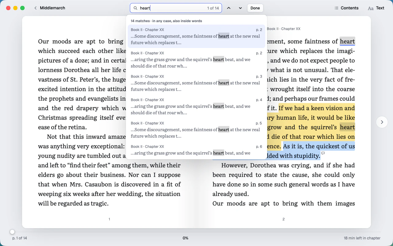 Find in the book, with a list of matches and their context