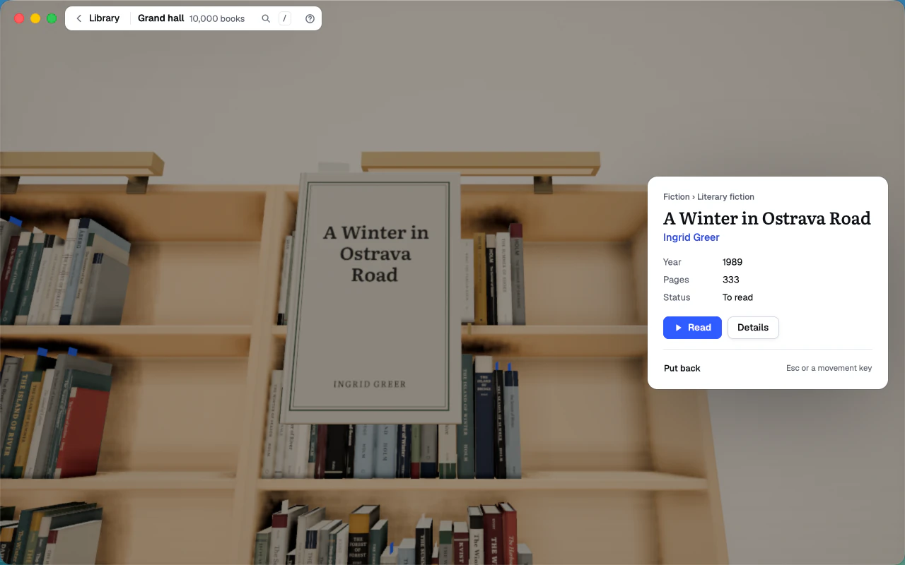 A book taken out from a shelf of the 3D library